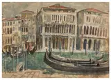 Gondolas, Venice signed and dated 'W Wilson 1953' (lower right) pencil and watercolour Dimensions:45 x 62.5 cm by William Wilson O.B.E. R.S.A. R.S.W., pencil and watercolour, offered Mar 2026
