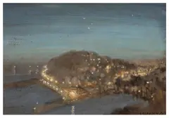 Island at night by George Clausen, gouache on paper, sold Mar 2026