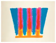 Lift-Off signed and dated 'Trevor Bell 75' (lower right); further signed, titled and dated 'LIFT-OFF/Trevor Bell/1975' (verso) gouache Dimensions:96.5 x 126 cm by Trevor Bell, gouache, sold Mar 2026