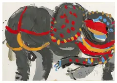 Elephant by Roger Hilton, gouache, sold Mar 2026