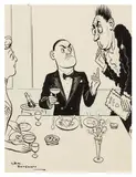 The Diner Who Had the Nerve to Tell the Wine Waiter the Ch by H. M. Bateman, watercolor, sold Mar 2026