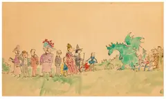 Albert the Dragon by Quentin Blake, watercolour and pen, sold Mar 2026