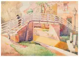The Footbridge by Edward Albert Berbank, watercolour, sold Mar 2026