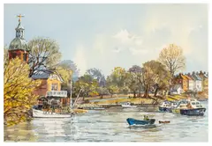 The Thames in Sunbury by Bert Wright, watercolour, offered Mar 2026