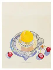 Still Life with Lemon and Cherries by Glynn Boyd Harte, watercolour, sold Mar 2026