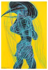 Vision in Black & Blue by Jo Brocklehurst, gouache and crayon, offered Mar 2026