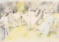 The Garden Party by Elizabeth Taggart, drawing, offered Mar 2026