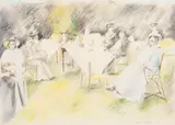 The Garden Party by Elizabeth Taggart, drawing, offered Mar 2026