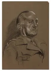 Portrait of an Officer by Stephen Ward, charcoal and crayon on paper, sold Mar 2026