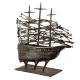 Famine Ship signed and dated '2006 BEHAN' (to the ship rim) bronze with green patina Dimensions:73.6 x 71.1 cm by John Behan R.H.A., bronze, offered Mar 2026