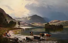 Rydal water, westmorland by Sidney Richard Percy, Oil on canvas, sold Jun 2025