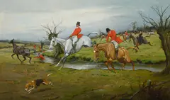 Fox hunting by George Wright, Oil on canvas, sold Jun 2025