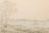 Chelsea bridge by Joseph Farington, Pencil and watercolour, sold Jun 2025