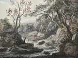 A wooded river landscape by Paul Sandby, Watercolour, sold Jun 2025