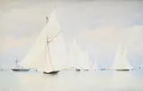 In sea reach a drifting match by Henry Edward Tozer, Pencil and watercolour, sold Jun 2025