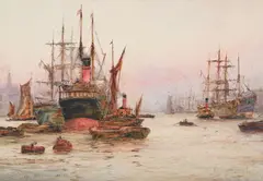 Unloading off wapping by Frank William Scarborough, Watercolour, sold Jun 2025