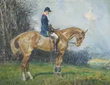 A huntsman on horseback by Gilbert Joseph Holiday, Pencil and watercolour, sold Jun 2025