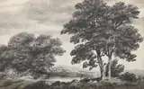 Trees in a landscape by Thomas Monro, drawing, sold Jun 2025