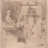 Interior of a Restaurant by Walter Sickert, Drypoint with plate tone, circa, sold Jun 2025