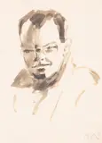 Portrait of a Soldier by Keith Vaughan, Ink and wash on wove paper, signed with stamped initials verso, offered Jun 2025