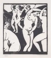Baigneuses by Paule Vézelay, Linocut, sold Jun 2025