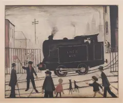 Level Crossing with Train by L. S. Lowry, Offset lithograph printed in colours, sold Jun 2025