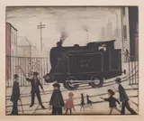 Level Crossing with Train by L. S. Lowry, Offset lithograph printed in colours, sold Jun 2025