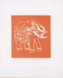 Indian Elephant by Edward Bawden, Linocut printed in orange, offered Jun 2025