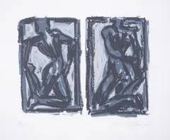 From Chelsea Arts Club Centenary Portfolio … by Ivor Abrahams, Screenprint in colours with embossing, sold Jun 2025