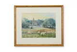 Deer in powderham park by Des Maxwell Clark, 1874, Pencil and watercolour, sold Jun 2025