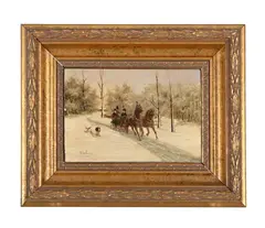 The sleigh ride by Otto Erelman, Oil on board, sold May 2025