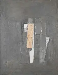 Untitled by Shozo Mikame, 1963, Oil and mixed media on canvas, sold May 2025