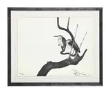 Herons on a branch by Julian Williams, Print with a copper plate etching, sold May 2025