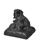 A bronze group of two king charles dogs seated on a cushion by Charles Valton, BRONZE, sold May 2025