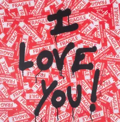 I Love You by Thierry Guetta, Mixed media on paper, sold May 2025