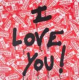 I Love You by Thierry Guetta, Mixed media on paper, sold May 2025