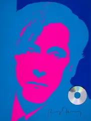 Self Portrait by Bryan Ferry, Screenprint in colours with collaged Compact Disc, sold May 2025
