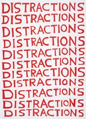Distractions by David Shrigley, Linocut printed in red, sold May 2025