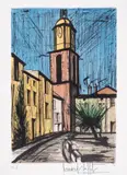 Le Clocher et la Place de l'Ormeau by Bernard Buffet, Lithograph printed in colours, sold May 2025