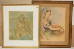 Nude study and orange seller by Frank Matania, drawing, sold Feb 2026