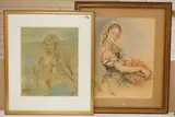 Nude study and orange seller by Frank Matania, drawing, sold Feb 2026