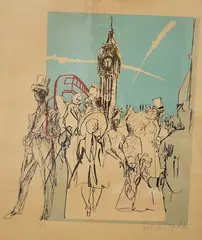 Westminster by Feliks Topolski, pencil, offered Feb 2026