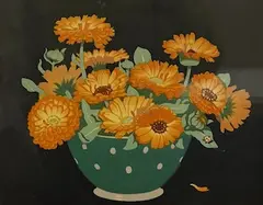 Marigolds by Hall Thorpe, pencil, sold Feb 2026