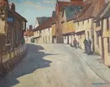 Street scene with figures by Dale Johnson, oil on canvas, sold Jan 2026