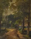 Woodland path by Thomas Churchyard, oil on board, sold Jan 2026