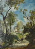 Lane with Windmill by Thomas Churchyard, oil on board, sold Jan 2026