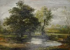Playford, Suffolk by Thomas Churchyard, 1852, oil on board, sold Jan 2026