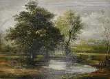 Playford, Suffolk by Thomas Churchyard, 1852, oil on board, sold Jan 2026