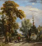 Street scene other figure and dog by Thomas Churchyard, pencil, sold Jan 2026