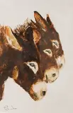 Study of three donkeys by David Chambers, mixed media, sold Jan 2026